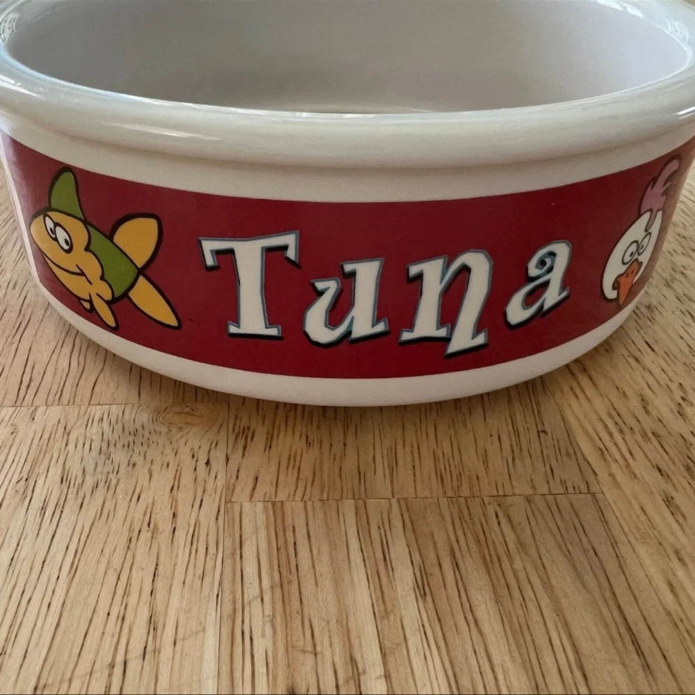 Vintage USA Pottery Cat Food Bowl